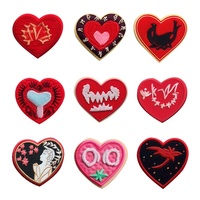 Parches al por mayor con forma de corazón, bordado retro de rosas de diosa, insignia termoadhesiva, accesorios florales estéticos para ropa de San Valentín