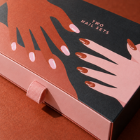 Boîtes d'emballage pour faux ongles roses, vides, de luxe, au design personnalisé, pour ongles à presser