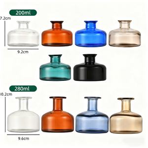 Bouteille en verre d'aromathérapie vide haut de gamme fond large 200ml diffuseur de <span class=keywords><strong>rotin</strong></span> sans feu bouteille noire plate parfum baïonnette ronde - Product Image 6