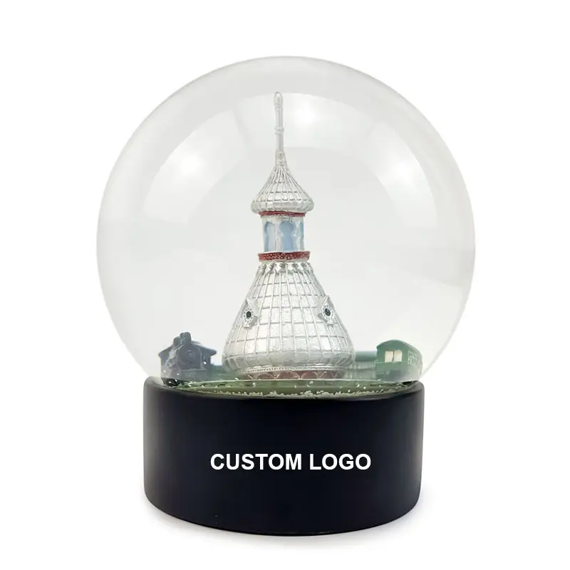 Venta al por mayor personalizado 3D diseño edificio 100mm 120mm regalo bola de nieve boda recuerdos ornamento bola de nieve regalo de boda globos de nieve