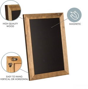 <span class=keywords><strong>Tableau</strong></span> noir magnétique rustique en bois marron encadré à suspendre pour décoration de ferme, menu de mariage ou restaurant - Product Image 5