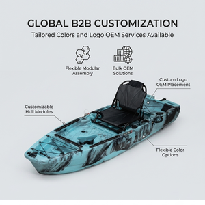 <span class=keywords><strong>Prix</strong></span> <span class=keywords><strong>de</strong></span> gros Kayak <span class=keywords><strong>de</strong></span> pêche et canoë à rames <span class=keywords><strong>de</strong></span> 8 pieds, en polymère LLDPE, avec chaise surélevée, pour une personne, pour lac et rivière, avec empiècements Teal Splicing - Product Image 4