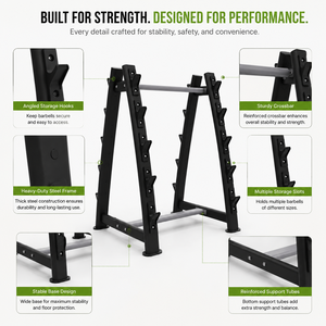 Porta Bilancieri Multistrato Salvaspazio Fisso per Sollevamento Pesi, Espositore per Barre da Palestra Domestica e Allenamento della Forza - Product Image 3
