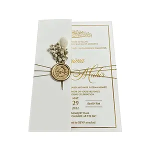 Top-rated Creamy White Invitation Card Vintage-inspired Wedding Affair Formal Gala Dance Acrylic Invitation Gold Foiling Acrylic