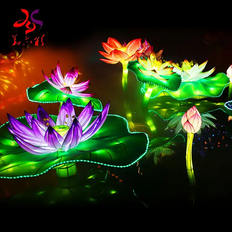 Huayicai 2023 최신 방수 IP65 조명 중국 축제 연꽃 등불 쇼 공원 장식