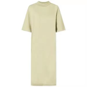 Elegante Vestido Camisero de Verano con Estampado Floral para Mujer, Personalizado en Color Sólido, Hombros Caídos, Corte Holgado Informal, Largo Midi con Volantes - Product Image 4