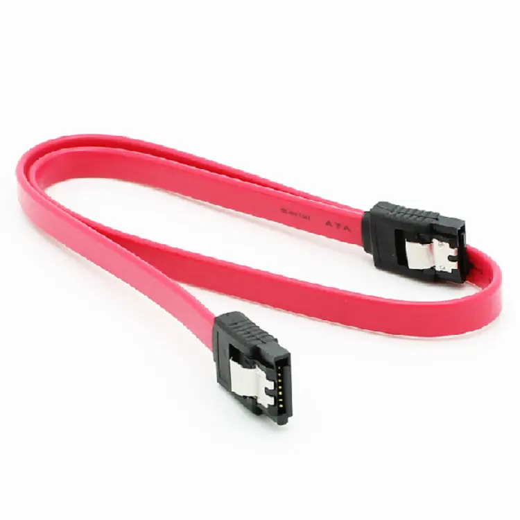 Hot Verkoop Rode Platte Sata 2.0 Kabel 3Gbps Straight Hdd Sdd Datakabel Met Vergrendeling