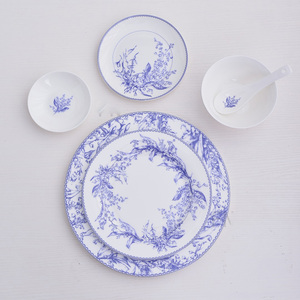 ชุดจานพอร์ซเลน32ชิ้นลายยุโรปสีฟ้าจานอาหารค่ำ - Product Image 6