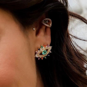 Pendientes irregulares de acero inoxidable a la moda, pendientes de aro de ZIRCON geométricos, joyería para mujer - Product Image 5