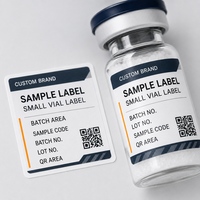 Étiquettes personnalisées en rouleau pour petits flacons de peptides, autocollants imperméables pour bouteilles, pour l'emballage d'échantillons, service d'impression QR code et de lots OEM