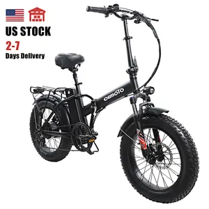 US STOCK 20" Fat Tire Beach Electric Bike 500W 750W 48V 13Ah Removable Battery Shimano 7-Speed Folding E-bike for Adults