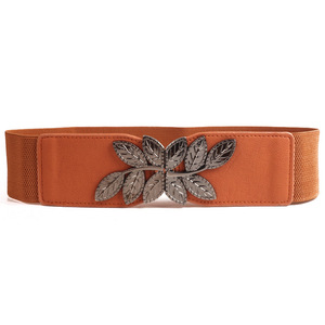 <span class=keywords><strong>Ceinture</strong></span> extensible personnalisée pour <span class=keywords><strong>femme</strong></span>, <span class=keywords><strong>ceinture</strong></span> <span class=keywords><strong>large</strong></span> vintage avec boucle en feuille d'or/argent, <span class=keywords><strong>ceinture</strong></span> élastique pour <span class=keywords><strong>femme</strong></span> - Product Image 6