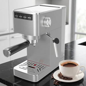 Semi <b>Automatic</b> Espresso <b>Machine</b> Stainless Steel 15 Bar Pressure 2 Cup Capacity Electric Brew System for Household Use - Product Image 1