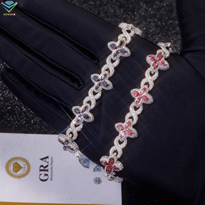 Pulsera de hoja de trébol en varios colores con diamantes de moissanita VVS, chapada en oro sobre plata de ley 925, pasa el probador de diamantes, certificado GRA. - Product Image 3