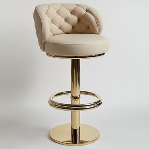 Sala de estar de cuero Muebles de cocina minimalistas modernos Respaldo Taburete de elevación de alta rotación - Product Image 2
