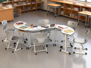 Banco Scolastico con Sedia a Prezzo di Fabbrica, Set di Arredi per Aula in Legno HPL per Studenti - Product Image 4