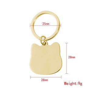 Stainless Steel Cat Shape Keychain Blank Pet Tag Cat Charm Keyring <b>Custom</b> DIY Jewelry Make Polishing Laser Engrave Logo Key Ring - Product Image 6