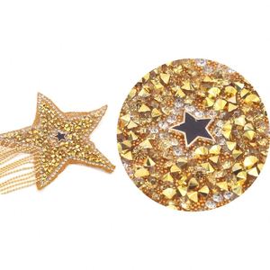 Wholesale Custom Iron on Rhinestone <b>Trim</b> Star Patch With <b>Bead</b> Tassel for Hoodies - Product Image 4