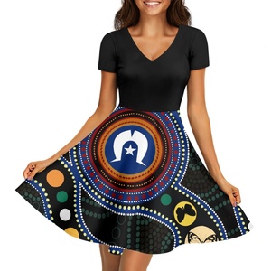 Nuevo Vestido con Estampado de Arte <span class=keywords><strong>Aborigen</strong></span> <span class=keywords><strong>Australiano</strong></span> para <span class=keywords><strong>Mujer</strong></span>, Diseño de las Islas del Estrecho de Torres, Vestido de Manga Corta, Dropshipping - Product Image 3