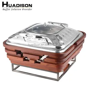 Équipement de restauration Huadison Chauffe-plats en bois Réchaud de buffet commercial Réchauffeur d'aliments Outils et équipement de restauration
