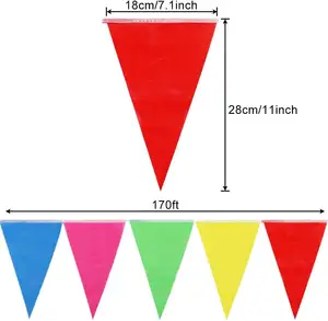 Personalized Double Sided Solid Color Hanging Triangle Pennant String Bunting Flags For Party Decoration