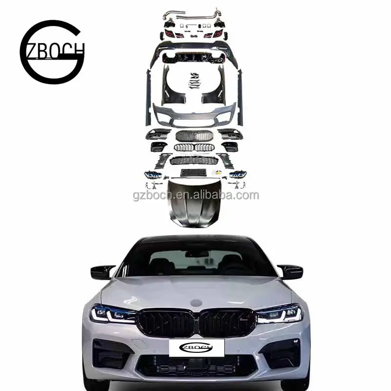 Grosir Bumper Mobil untuk BMW 5-Series F10 F18 Berubah Menjadi 2022 G30 M5 Bodykit Lampu Depan Lampu Belakang Kap Fender
