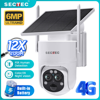 SECTEC HD 2 Objectif 12X Zoom 4G GSM Caméra Solaire Sans Fil Sécurité PTZ Caméra IP65 Extérieure Étanche Détection Humaine CCTV Système IP