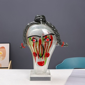 Grande statue abstraite de style <span class=keywords><strong>Picasso</strong></span>, artisanat en verre de Murano, décoration d'intérieur, art émaillé, vase tête visage, soufflé, ornements créatifs, assiette - Product Image 3