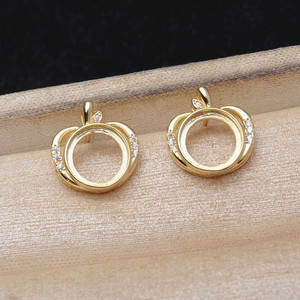Accesorios de Plata S925 con Circonita Completa, Perla de 3mm, Joyería, Alas de Ángel, Soporte Vacío para Pendientes, JG6023 - Product Image 2