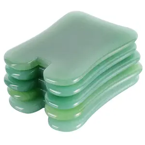 hot sell products 2024 Natural Dong Ling Jade Stone Gua Sha Green Jade Square Shape Guasha Board for Facial scalp massager