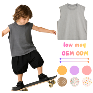 Canotta Senza Maniche Nera e Beige per Bambini e Ragazzi - Magliette Casual da Muscolo per Bambini - Product Image 1