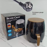 Friteuse à air électrique multifonction à grande capacité avec écran tactile et arrêt automatique en acier inoxydable transfrontalier 6L