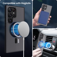 Étui de téléphone antichoc magnétique sans fil translucide 2-en-1 en TPU+PC noir de luxe pour S24 Ultra