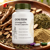 Capsules d'Ashwagandha standardisées, complément alimentaire pour le stress, fabrication OEM, étiquette privée, fabricant et fournisseur en gros sur mesure