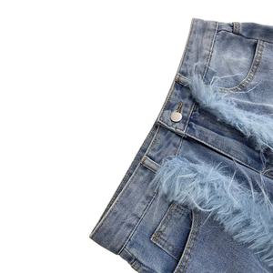 Jeans de Mezclilla de Pierna Recta para Mujer, Estilo Europeo Americano, con Borde de Piel Decorativo, Pantalones Casuales de Primavera - Product Image 4