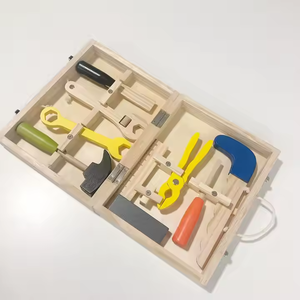 Children's Wood Montessori Early Educational <b>Tool</b> <b>Box</b> Toy Set Pretend Play Games Household <b>Tools</b> Baby Toys for Kids Boys Girls - Product Image 2
