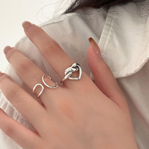 925 Sterling <b>Silver</b> Square Hollow <b>Ring</b> Geometric Heart Shape Open Design For Women Everyday Wear - Product Image 2