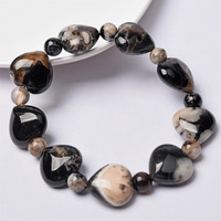 JOYFFO Nouveau Bracelet Cœur en Agate Fleur de Cerisier Noire Naturelle en Gros pour la Fabrication de Bijoux et Cadeaux