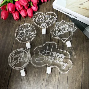 LED Cake Topper luce notturna Happy Birthday acrilico strumenti di <span class=keywords><strong>decorazione</strong></span> per san valentino festa di nozze <span class=keywords><strong>torta</strong></span> <span class=keywords><strong>decorazione</strong></span> - Product Image 6