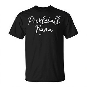 Camiseta Pickleball Nana, camisa informal de algodón negra para mujer, para fanáticos del Pickleball - Product Image 2