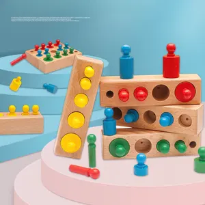 שקע קוגניטיבי צבעוני גלילי מונטסורי פאזל חינוך מוקדם לילדים צעצועי עץ