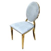 Chaises de banquet d'hôtel en gros, bleu clair et plaquées or, pour mariages