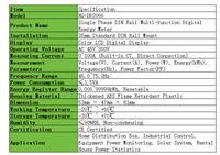 Meter Energi Multifungsi Satu Fasa DIN Rail dengan LCD Warna, Voltmeter AC, Amperemeter, Faktor Daya, dan Pengukur kWh untuk Sistem Tenaga Surya