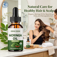 Huile de Moringa Liquide OEM Marque Privée, Extrait Herbal Naturel de Feuilles de Molène, Gouttes de Complément à Base de Feuilles, Huile de Moringa pour la Croissance Capillaire
