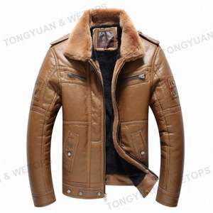 Inverno ecopelle uomo Casual addensare guerra <span class=keywords><strong>aviatore</strong></span> pelle di pecora calda pelliccia all'aperto Plus Size cappotto in pelle PU giacca da uomo - Product Image 4