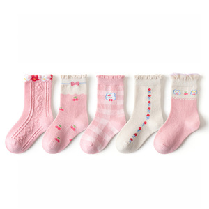 5 gói trẻ em gái 1-12years Ruffle vui vẻ phim hoạt hình dễ thương vớ Phi Hành Đoàn thiết kế dâu trái tim hoa bé vớ Đan Mẫu - Product Image 4