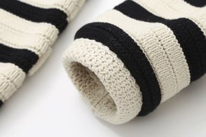 All'ingrosso 2024 autunno Vintage <span class=keywords><strong>Cardigan</strong></span> lavorato a maglia a righe bianche e nere maglione da donna stile <span class=keywords><strong>corto</strong></span> - Product Image 5