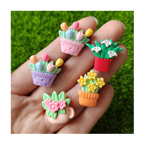 100 pièces Kawaii Flatback résine tulipe Roses en <span class=keywords><strong>pot</strong></span> <span class=keywords><strong>fleur</strong></span> embellissement décoration artisanat Scrapbooking <span class=keywords><strong>bricolage</strong></span> pinces à cheveux accessoires - Product Image 2