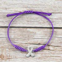 Bracelets tressés en macramé tendance avec breloque ruban rose sensibilisation au cancer, en alliage, pour cadeaux