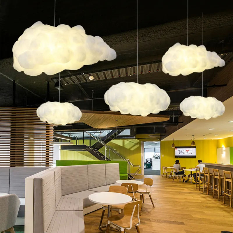 Nordic Simulatie Wolk Hanglamp Voor Woonkamer Restaurant Kinderkamer Zijde Katoen Led Indoor Decor Verlichting